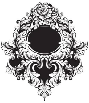 Baroque Round Frame Vector. Classic rich ornamented carved decors. Rococo sop 스톡 일러스트
