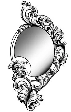 Baroque round mirror frame. Vector Imperial decor design elements. Rich encar Illustrazione stock