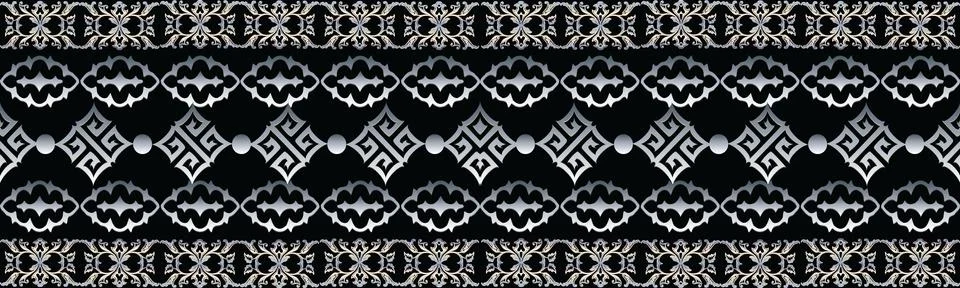 Baroque seamless border. Baroque repeat pattern. Modern geometri Stock Illustration