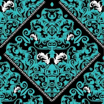 Baroque seamless pattern. Black floral ornate background. Luxury Stock Illustration