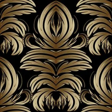 Baroque seamless pattern. Black vector background wallpaper illustration with 스톡 일러스트