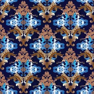 Baroque seamless pattern. Damask background wallpaper with geometric elements Stock Illustration