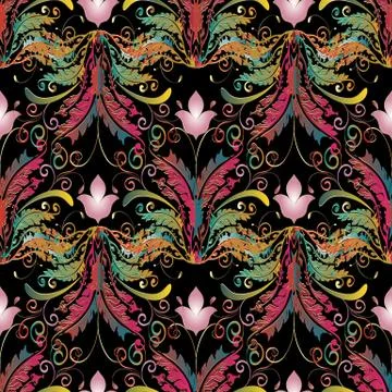 Baroque seamless pattern. Floral vector background 스톡 일러스트