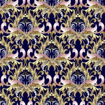 Baroque seamless pattern. Gold Baroque wallpaper. Floral vector background. R Stock Illustration