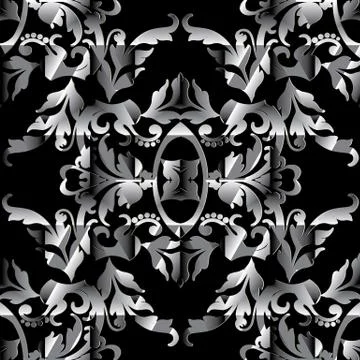 Baroque seamless pattern. Surface vector damask background wallpaper 스톡 일러스트