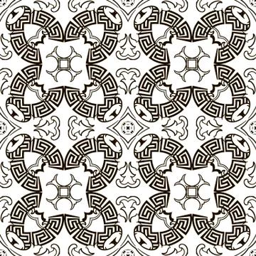 Baroque seamless pattern. Vector black and white vintage background. Repeat Illustrazione stock