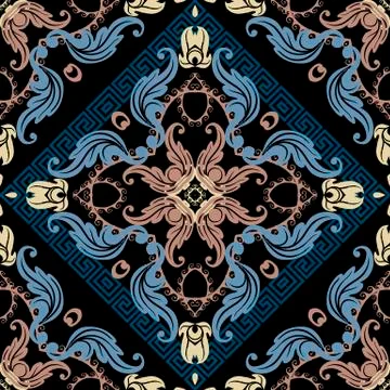 Baroque seamless pattern. Vector damask background wallpaper with vintage Illustrazione stock
