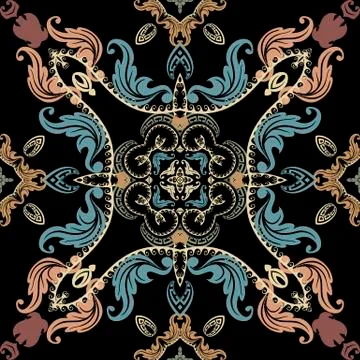 Baroque seamless pattern. Vector damask background wallpaper with vintage 스톡 일러스트