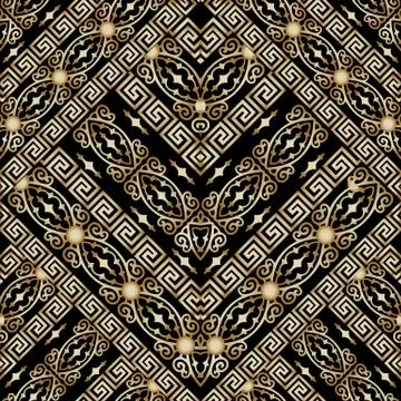 Baroque seamless pattern. Vector floral background with geometric shapes, rho Illustrazione stock
