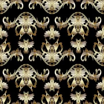 Baroque seamless pattern. Vector floral background wallpaper with vintage ant 스톡 일러스트