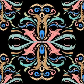 Baroque seamless pattern. Vector floral background wallpaper fabric with eleg Stock Illustration