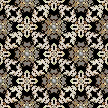 Baroque seamless pattern. Vector jewelry floral background. Repeat antique style Stock Illustration