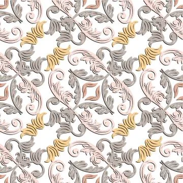 Baroque seamless pattern. Vector luxury patterned background. Floral repeat o 스톡 일러스트