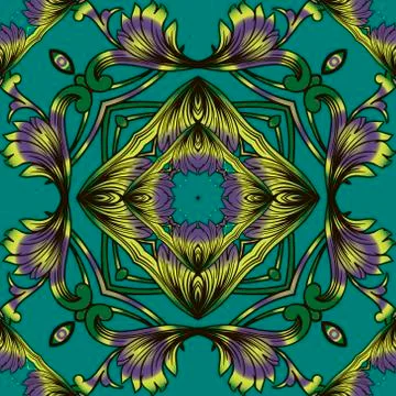 Baroque seamless pattern. Vector ornamental colorful background. Ornate repeat Stock Illustration