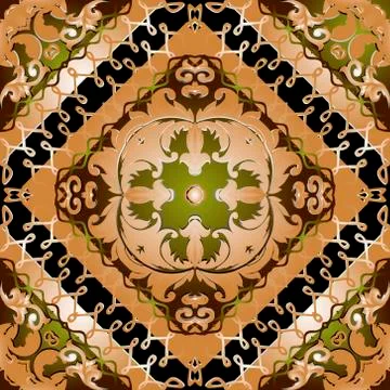 Baroque seamless pattern. Vector ornamental colorful background. Beautiful cr Illustrazione stock