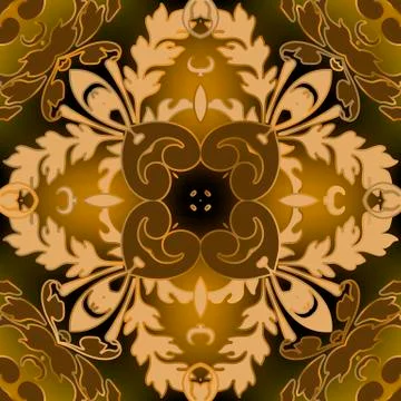 Baroque seamless pattern. Vector ornate glowing floral background. Repeat Damask Stock Illustration