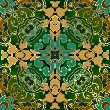 Baroque seamless pattern. Vector ornate patterned floral background. Repeat Illustrazione stock