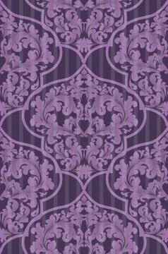 Baroque seamless pattern Vector. Trendy ultra violet colors 스톡 일러스트