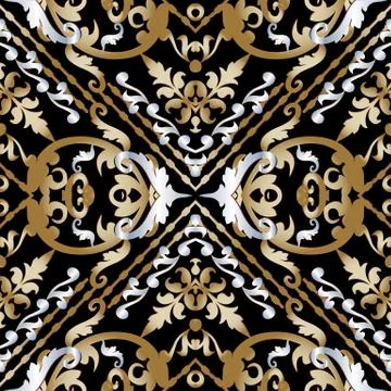 Baroque seamless pattern. Vector vintage floral background. Leaf Stock Illustration