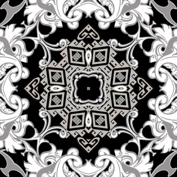 Baroque seamless pattern. Vector vintage background. Repeat tribal ethnic style Illustrazione stock