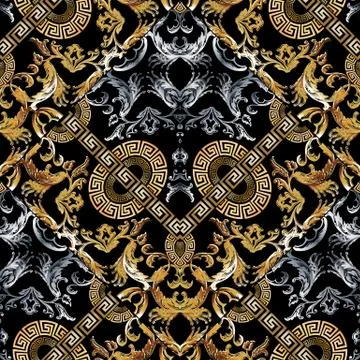 Baroque seamless pattern. Vintage vector damask background wallpaper 스톡 일러스트