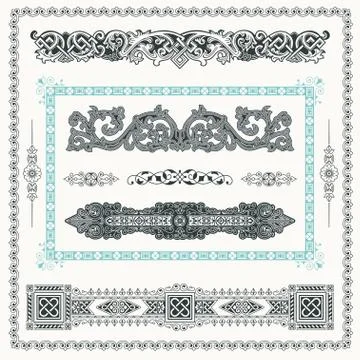 Baroque Set of vintage decor elements calligraphic ornaments Stock Illustration