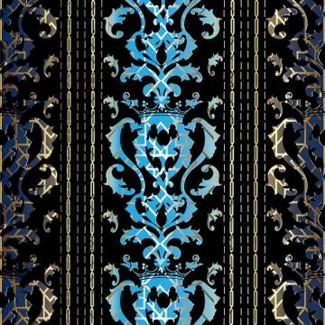 Baroque striped seamless pattern. Vector luxury antique backgrou Stock Illustration