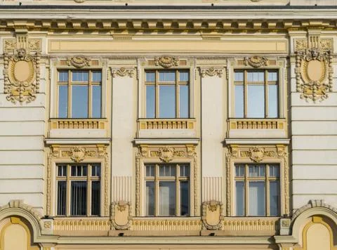 The Baroque style architectural elements of the City Hall of Sibiu, Romania Stock Photos