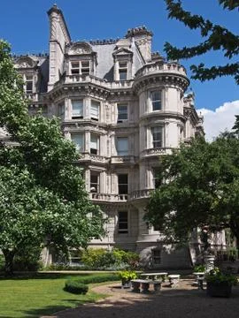 Baroque style building surrounded by trees Stock Photos