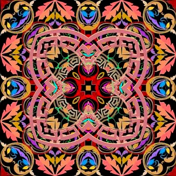 Baroque style floral vector seamless pattern. Abstract ornamental greek 스톡 일러스트