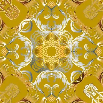 Baroque style greek seamless pattern. Floral ornamental background. Repeat ve Illustrazione stock