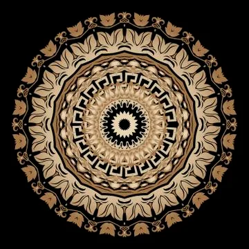Baroque style round vector mandala pattern. Vintage ornamental greek style Illustrazione stock