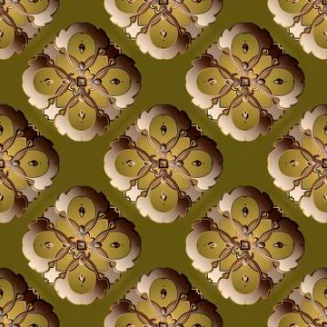 Baroque style vector 3d seamless pattern. Vintage luxury background. Ornament Illustrazione stock