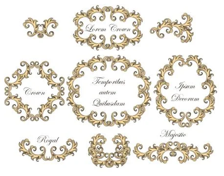Baroque Swirl Frames Set Stock Illustration