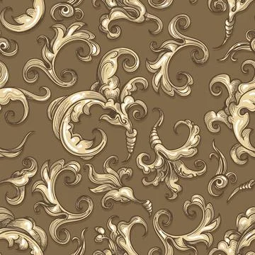 Baroque Swirl Seamless Pattern Stock Illustration