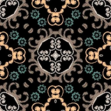 Baroque textured vector seamless pattern. Colorful floral embroidery Damask イラスト素材