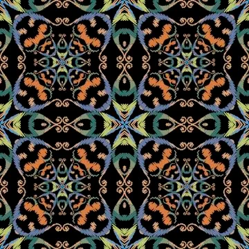 Baroque textured vector seamless pattern. Colorful floral embroidery Damask Illustrazione stock