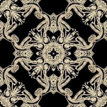 Baroque textured vector seamless pattern. Gold floral embroidery Damask Illustrazione stock