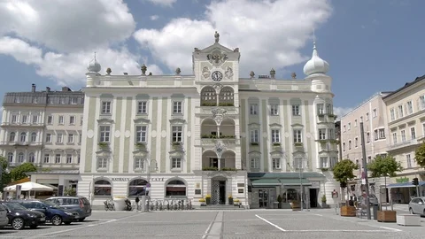 Baroque town hall gmunden Stock Footage