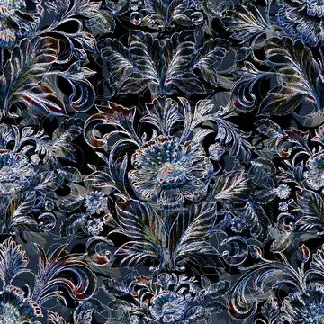 Baroque traditional flower pattern. Trendy color texture, royal fabric deco.. Stock Illustration