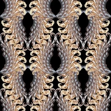 Baroque vector seamless pattern. Antique floral background wallpaper with 3d  스톡 일러스트