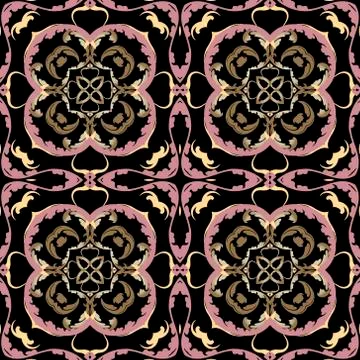 Baroque vector seamless pattern. Ornamental colorful Damask background. Royal イラスト素材