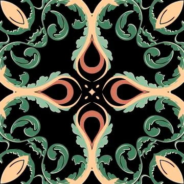Baroque vector seamless pattern. Ornamental colorful Damask background. Royal 스톡 일러스트