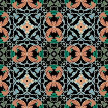 Baroque vector seamless pattern. Ornamental colorful Damask background. Royal Stock Illustration