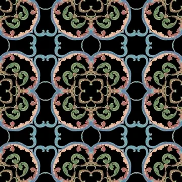 Baroque vector seamless pattern. Ornamental colorful Damask background. Royal Illustrazione stock
