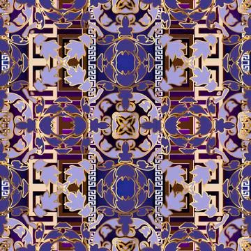 Baroque vector seamless pattern. Tribal ethnic style greek borders. Vintage Stock Illustration