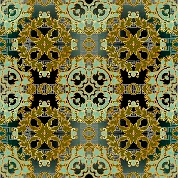 Baroque vector seamless pattern. Tribal ethnic style greek borders. Vintage Stock Illustration