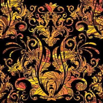 Baroque vector seamless pattern. Vintage floral background wallpaper 스톡 일러스트