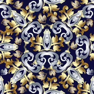 Baroque vector seamless pattern. Vintage floral background wallpaper with gol Stockillustratie
