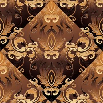 Baroque vector tiled seamless pattern. Floral background with damask flowers イラスト素材
